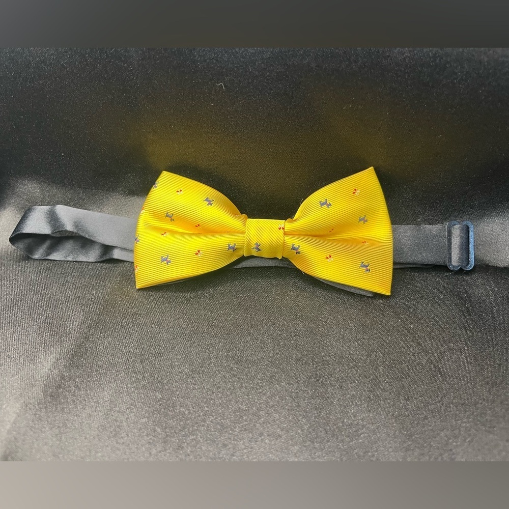 Yellow Bow Tie with Blue and Red Accents - Picture 2 of 3